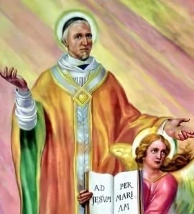 Illustration of Saint John Eudes with Jesus and Mary